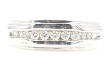 Men's 10KT White Gold Channel-Set 0.26 Ctw Round Diamond Wedding Band Ring MGW