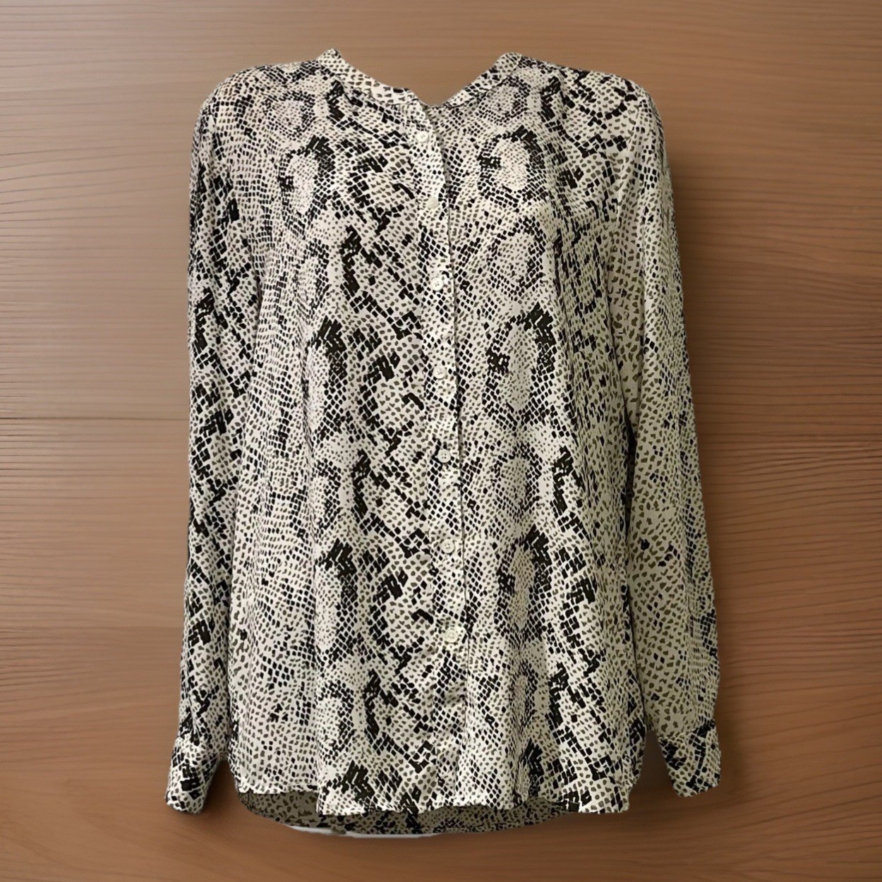 J Crew Snakeskin Python Mandarin Collar Top Women… - image 1