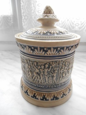 Tabaktopf aus Steinzeug blau und beige Marzy und Remy Germany