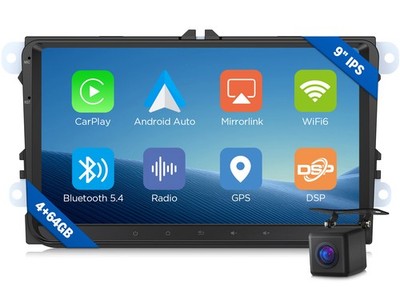 9'' Android 14 4+64 für VW Autoradio Wireless CarPlay Android Auto Navigation DSP
