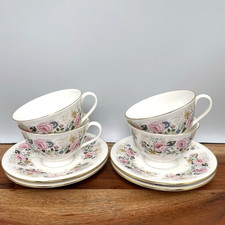 Royal Kent Floral Tea Set 4 Cups 4 Saucers Vintage English Bone China
