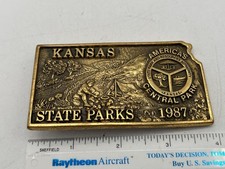 Vintage 1987 Kansas State Park  Resources Authority Brass Limited Belt Buckle
