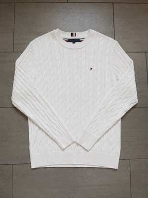 Tommy Hilfiger Cable Knit Pullover Beige Größe M   Old Money / Top Zustand