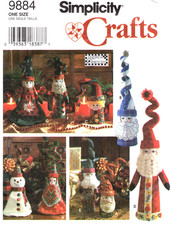 Mr  Mrs Santa, Elf, Snowman Decorations Simplicity Sewing Pattern 9884