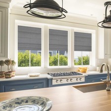 Cordless Roman Shades Thermal Blackout Window Shades, Gray, 71"W x 64"H