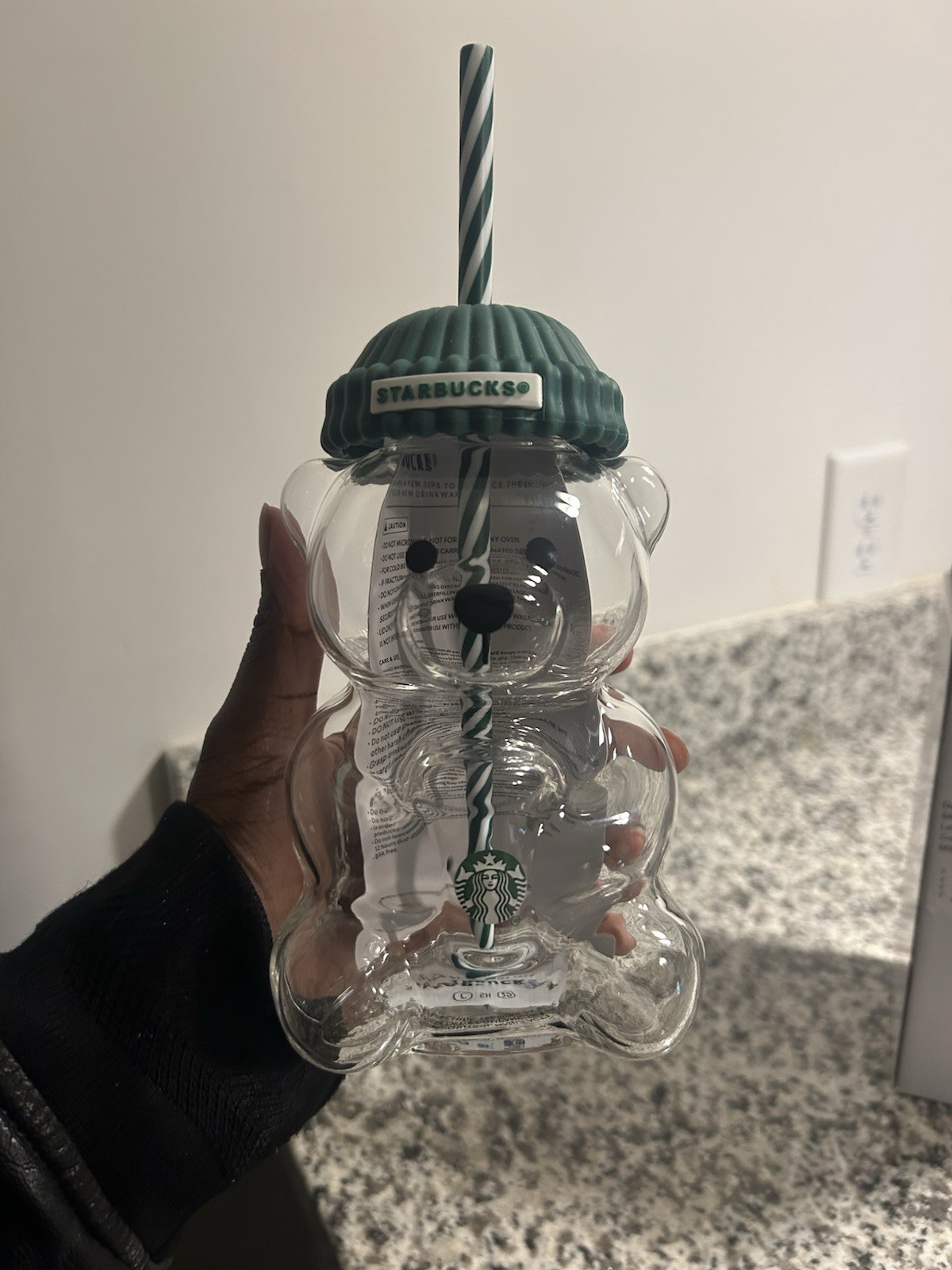 Authentic Starbucks 2025 Bearista BEAR Glass Jar Cold Cup Tumbler Straw