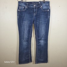 Miss Me Easy Boot Mid Rise Bootcut Jeans Dark Wash Embellished Size 27