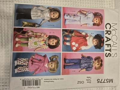 McCalls 18'' Doll Clothing Pattern  M5775 Uncut