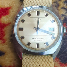 Timex Automatik Herren Armbanduhr Datum wasserbeständig Textil beige …