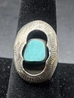 Vintage Native American Sterling Silver Turquoise Shadowbox Ring Sz 7.5 (J)
