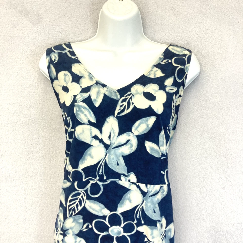 Maxi Vestido Vintage Christy Lyn Años 90 Para Mujer 11/12 Floral Sin Mangas Midi Boho Azul Foto 2 de 4