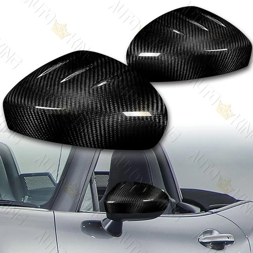 FIT 16-23 MAZDA MX-5 MIATA REAL CARBON FIBER SIDE VIEW MIRROR COVER CAP TRIM