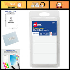 Removable White Labels 1" x 2.75" - 128 Blank Labels Per Pack, 36 Packs Total