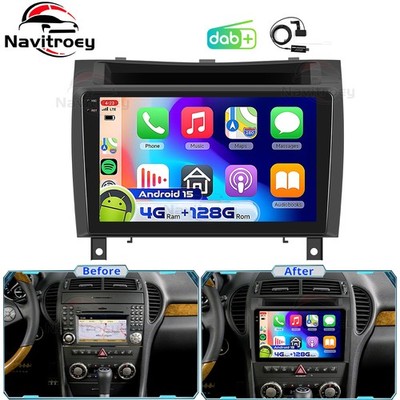 DAB+ 4+128G Android15 Carplay Autoradio Für Mercedes Benz SLK R171 2004-2011 GPS
