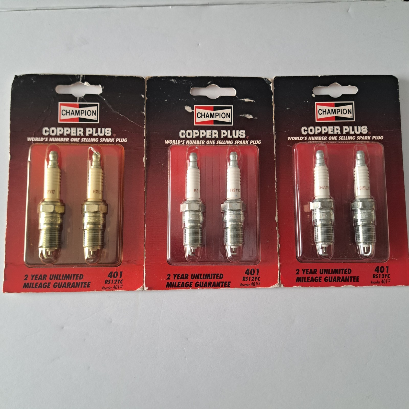 Vintage 1997 Champion RS12YC Copper Plus Spark Plugs #401, 3 Packs of 2 New