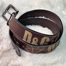 Dolce&Gabbana Men Belt 85cm Logo Brown Leather Luxury Stylish Italian Design