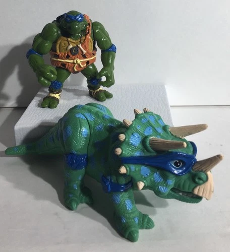 VTG 1992 Caveman Leo & Dingy TMNT Figure Teenage Mutant Ninja Turtles Dinosaur