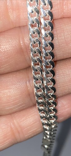 Italian Sterling Silver Cuban Link Chain Thick 4MM 925 Italy W/matching Bracelet - Picture 8 of 10