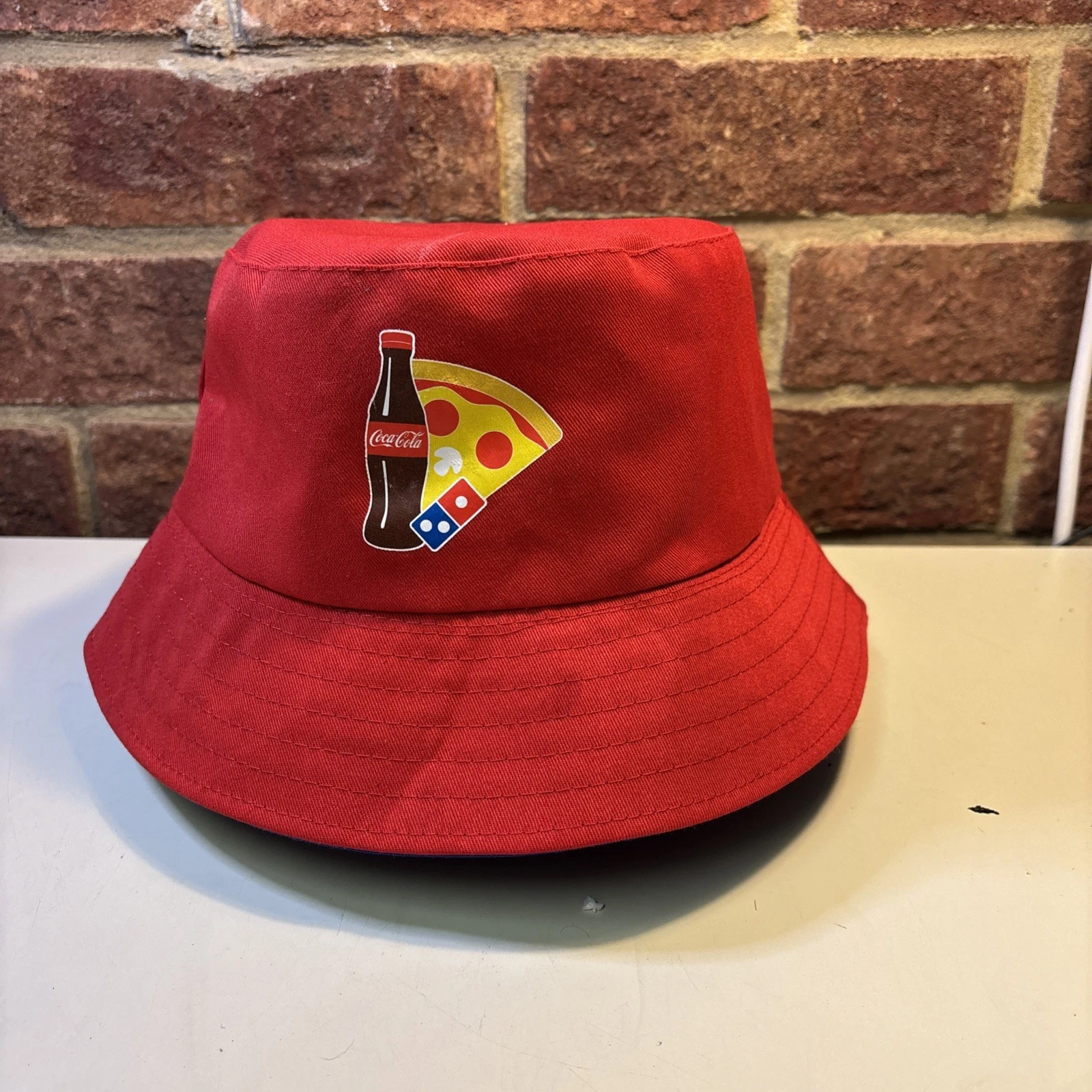 Dominos Pizza Bucket Hat Red Coca Cola One Size Reversible