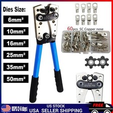 6-50mm Crimping Tool Cable Crimper Wire Plug Pliers Battery Terminal Lug Hex OZ