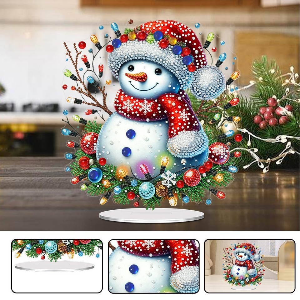 2D Flat Print Xmas DIY Single Side Drill Desktop Diamond Art (Colorful ...