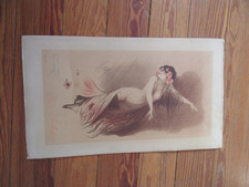 1900 ENGRAVING SIGNED BOLA DE REGINA BALET CURIOSA NUDE WOMAN