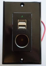 Magnadyne Black Wall Mount 2 USB Charging Ports and 12V Power Outlet WC-12V-B