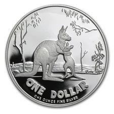 2007 Australia 1 oz Proof Silver Kangaroo (Spotty)