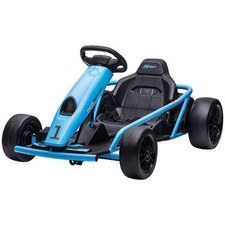 HOMCOM Go Kart Elettrico per Bambini 8-12 Anni in PP e Metallo Blu e Nero