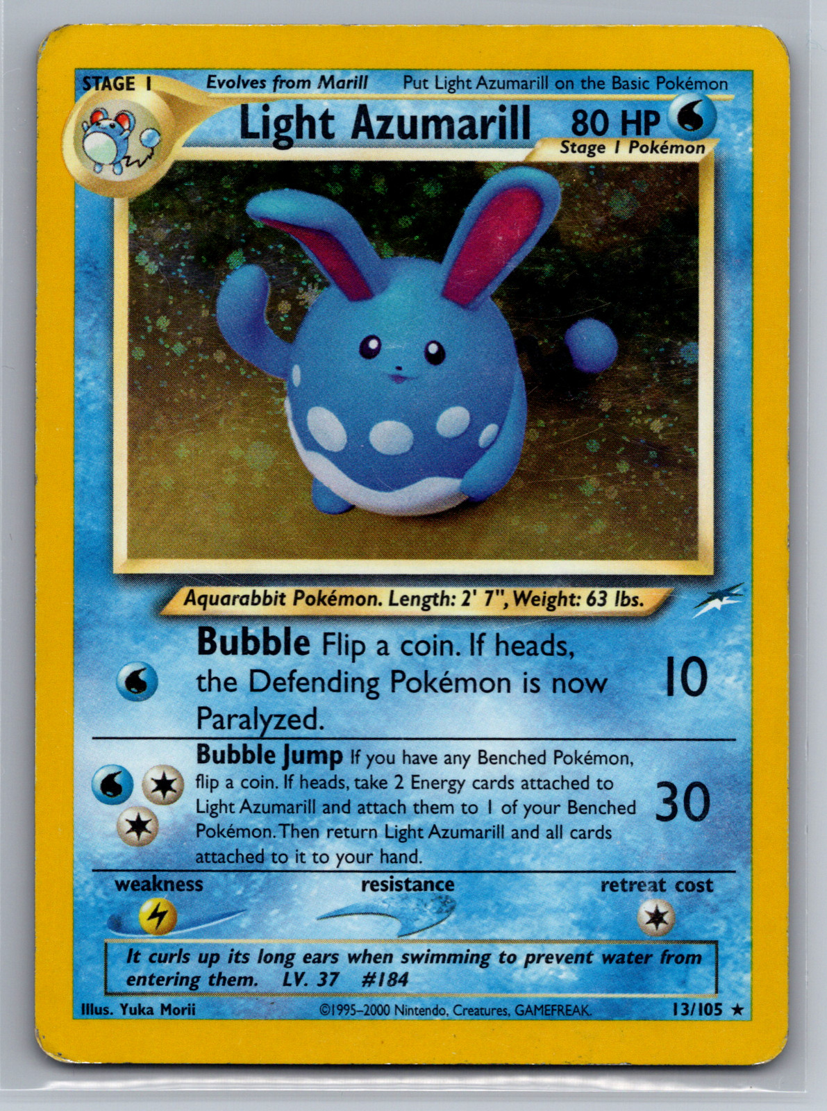 Light Azumarill - 13/105 - Pokemon Neo Destiny Unlimited Holo Rare Card WOTC MP