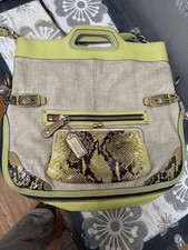 Coach Bonnie  13400 Straw & Python Leather Convertible Tote Bag