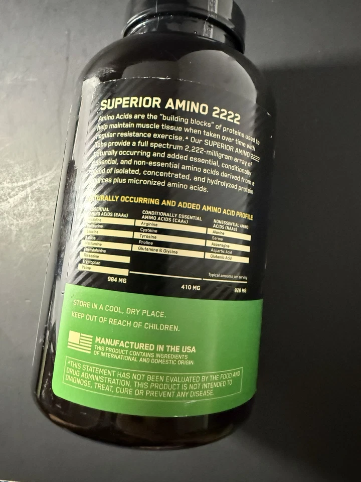 Optimum Nutrition Superior Amino 2222 comprimidos espectro total de aminoácidos 160  - Imagem 3 de 4