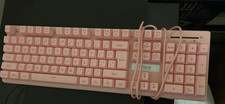 Red Thunder pink gaming keyboard and wired mouse New No box
