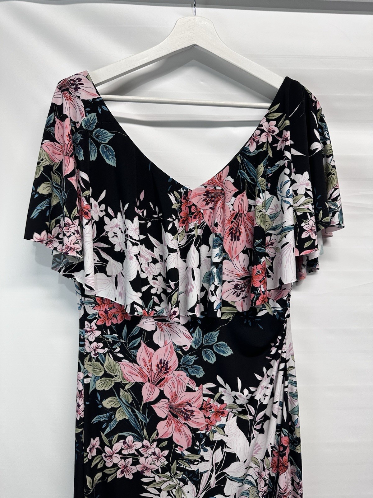 Connected Apparel Black Multicolor FloralDress Ru… - image 2