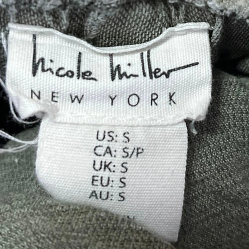 Mini Pantalones Cortos de Carga Nicole Miller Para Mujer Gris Lino Cintura Elástica Cordón Talla S Foto 4 de 4