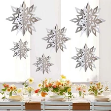 Winter Wonderland Snowflakes Party Decorations 3D Card Hanging Pearl White