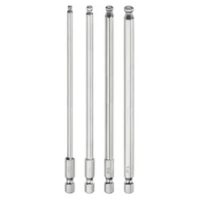 4pcs Ball End Hex Screwdriver Bit Set 3mm-6mm Magnetic 1/4" Hex Shank 6"