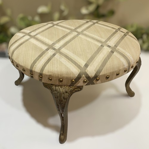 Antique French Victorian Cast Iron Metal Footstool Ottoman