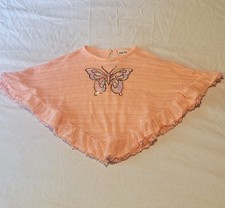 Little Lass Pink Butterfly Knit Poncho Pullover Girls Size 6X