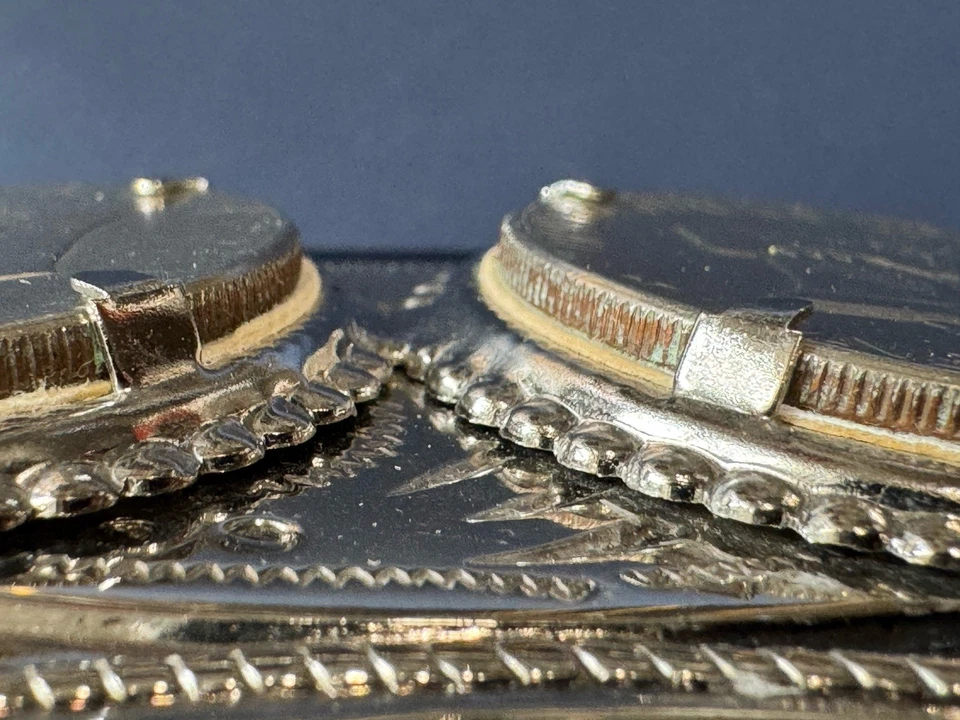 "Doble Eisenhower Dólar de Plata Monedas Hebilla de Cinturón 1776-1976 Centenario 4x2,75""" Foto 3 de 3