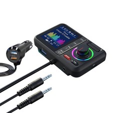1pc Bluetooth 5.0 Car Wireless FM Transmitter Adapter 2USB PD Charger AUX