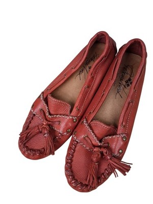 Patricia Nash Red Leather Tasseled Driver Loafers Womens 11M  display picture 1