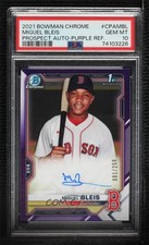 2021 Bowman Chrome Prospect Purple Refractor Miguel Bleis PSA 10 GEM MT Auto 1v3