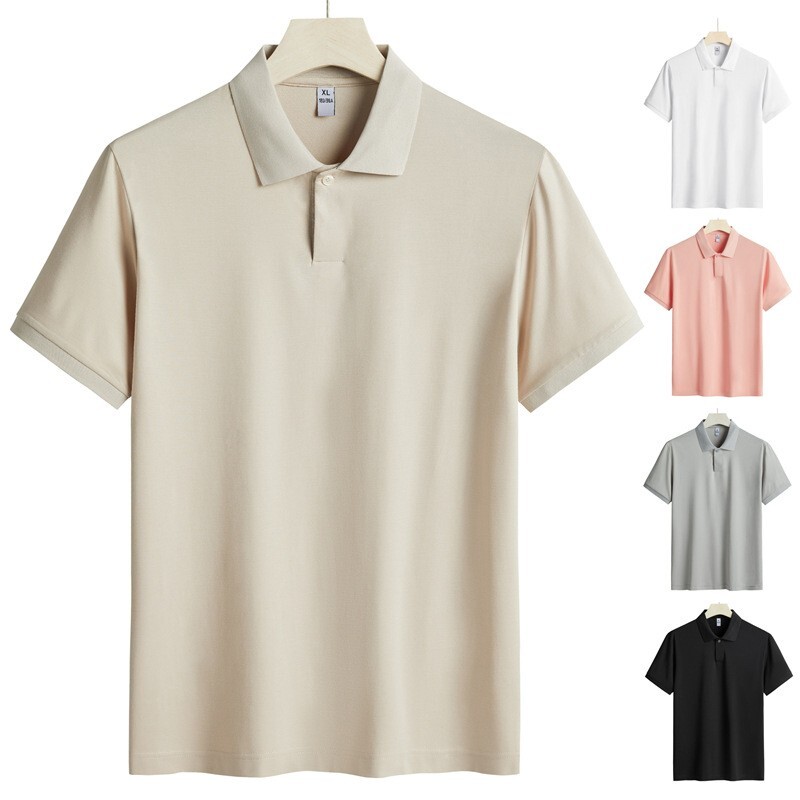 Tシャツ・カットソー South Beige Logo Open Collar Polo Short Sleeve New Polo Shirt Summer Casual Loose Solid Short Sleeve