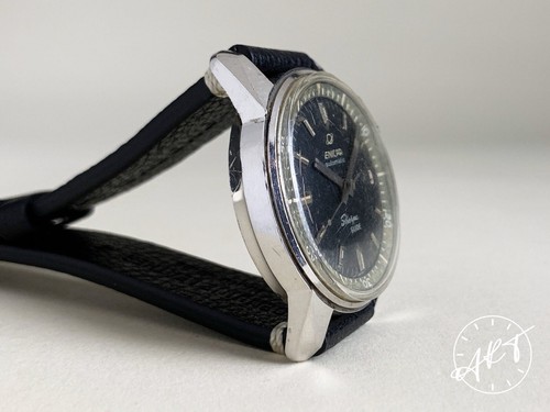 *Rare* Vintage Enicar Sherpa Guide Black Gilt Dial 36mm Automatic Watch - Picture 3 of 7