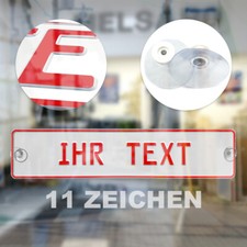 1 Schild WUNSCHTEXT IHR TEXT Saugnapf Auto Blechschild Rot Pr&auml;gung 520 x 110 mm