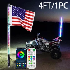 4ft RGB LED Spiral Whip Light Antenna Chase Flag Remote for ATV UTV APP Control