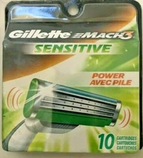 10 Gillette Mach3 M3 POWER SENSITIVE Blade Shaver Refill Cartridges BRAND NEW