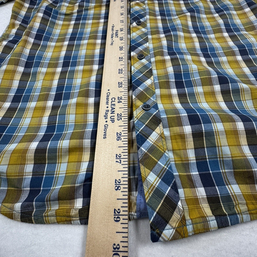 Marmot Short Sleeve Button-Up Shirt Men's M Gold Blue Plaid Performance Outdoors - Picture 5 of 7