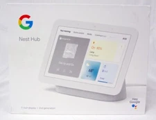New Second Generation Google Nest Hub 7" Screen Display w/ Power Supply & Box
